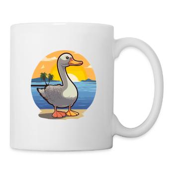 Goose Funny Cartoon Kawaii Beach Illustration - Mug - white - Right