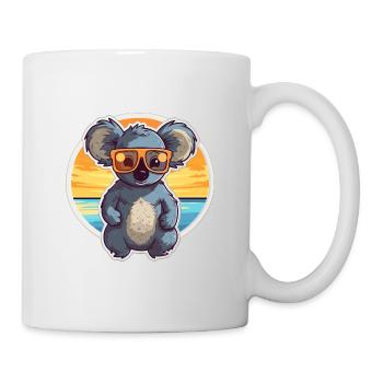 Koala drôle de dessin animé kawaii plage illustration - Mug blanc - blanc - Droite