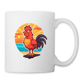 Hahn Lustige Karikatur Kawaii Strand Illustration - Tasse - Weiß - Rechts
