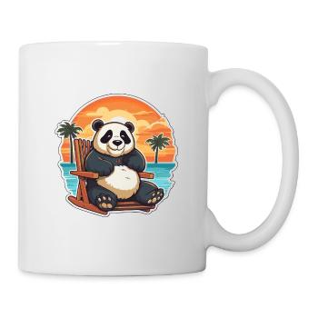 Panda Lustige Karikatur Kawaii Strand Illustration - Tasse - Weiß - Rechts