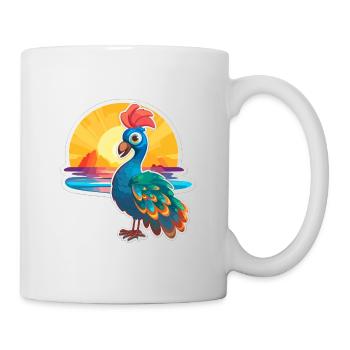 Pfau Lustige Karikatur Kawaii Strand Illustration - Tasse - Weiß - Rechts