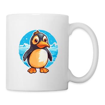 Penguin Funny Cartoon Kawaii Beach Illustration - Mug - white - Right