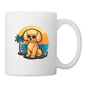 Pudel Hund Lustige Karikatur Kawaii Strand Illustration - Tasse - Weiß - Rechts