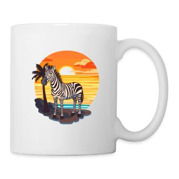 Zebra Lustige Karikatur Kawaii Strand Illustration - Tasse - Weiß - Rechts