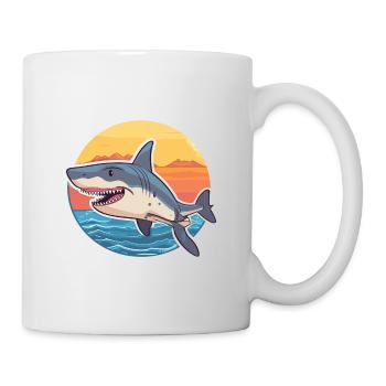 Requin drôle de dessin animé kawaii plage illustration - Mug blanc - blanc - Droite