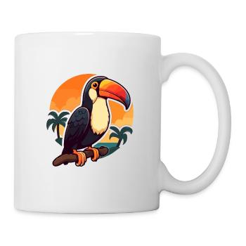 Toucan Funny Cartoon Kawaii Beach Illustration - Mug - white - Right