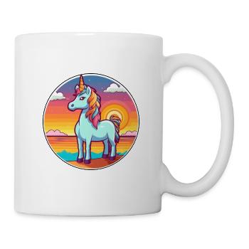 Einhorn Lustige Karikatur Kawaii Strand Illustration - Tasse - Weiß - Rechts