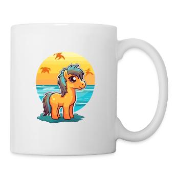 Ponny drôle de dessin animé kawaii plage illustration - Mug blanc - blanc - Droite