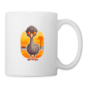 Emu Funny Cartoon Kawaii Beach Illustration - Mug - white - Right
