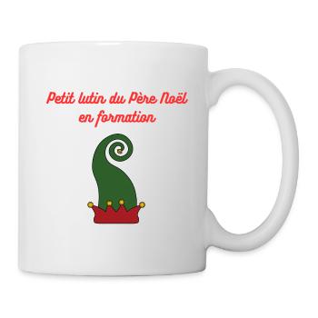 Joyeux Noël, Petit lutin du Père Noël en formation - Mug blanc - blanc - Droite