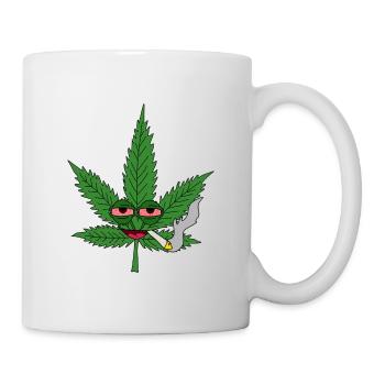 Hanfblatt mit Kifferaugen - Tasse - Weiß - Rechts