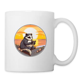 Blaireau Mignon Drôle Dessin Animé Kawaii Livre Plage - Mug blanc - blanc - Droite