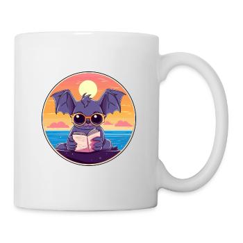 Chauve-souris Mignonne Dessin Animé Drôle Kawaii Livre Plage - Mug blanc - blanc - Droite