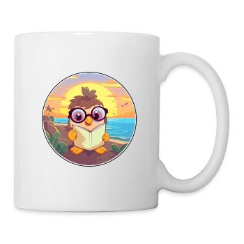 Poussin Mignon Drôle Dessin Animé Kawaii Livre Plage - Mug blanc - blanc - Droite