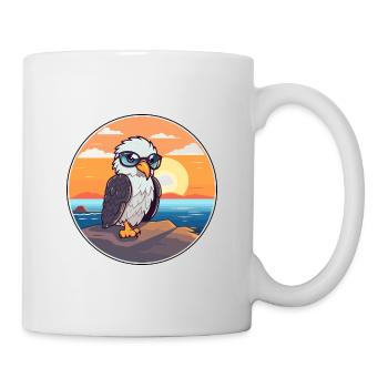 Adler Niedliche Lustige Karikatur Kawaii Buch Strand - Tasse - Weiß - Rechts