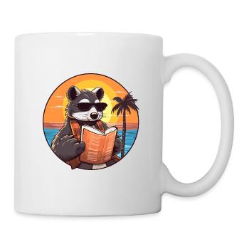Dachs niedlicher lustiger Cartoon Kawaii Buchstrand - Tasse - Weiß - Rechts