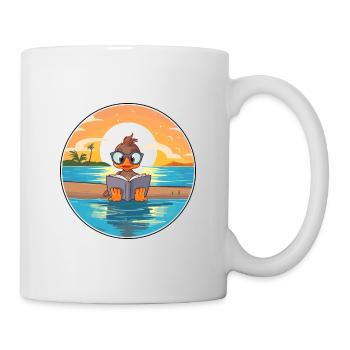 Canard Mignon Dessin Animé Drôle Kawaii Livre Plage - Mug blanc - blanc - Droite
