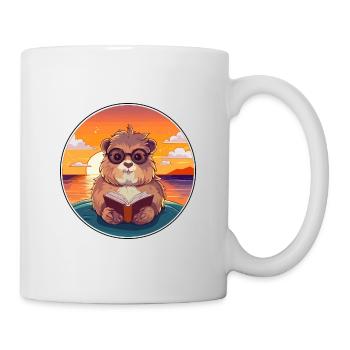 Cochon d’Inde Mignon Drôle Dessin Animé Kawaii Livre Plage - Mug blanc - blanc - Droite