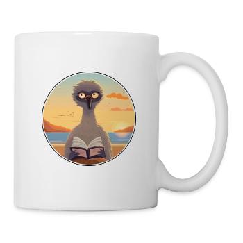 Autruche Mignon Dessin Animé Drôle Kawaii Livre Plage - Mug blanc - blanc - Droite