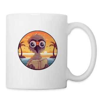 Autruche mignon drôle dessin animé kawaii livre plage - Mug blanc - blanc - Droite