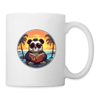 Panda süßer lustiger Cartoon Kawaii Buchstrand - Tasse - Weiß - Rechts