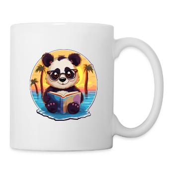 Panda Mignon Drôle Dessin Animé Kawaii Livre Plage - Mug blanc - blanc - Droite