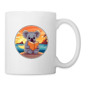 Koala Niedliche Lustige Karikatur Kawaii Buch Strand - Tasse - Weiß - Rechts