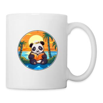 Panda Mignon Drôle Dessin Animé Kawaii Livre Plage - Mug blanc - blanc - Droite