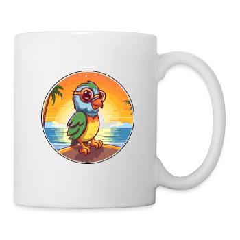 Parrot Cute Funny Cartoon Kawaii Book Beach - Mug - white - Right