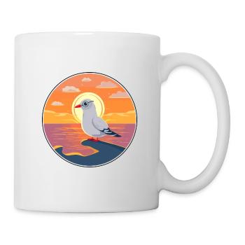 Mouette Mignon Drôle Dessin Animé Kawaii Livre Plage - Mug blanc - blanc - Droite