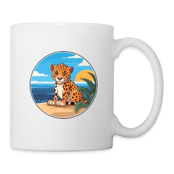 Amur Leopard Watercolor Cartoon Kawaii Clipart Pet - Mug - white - Right