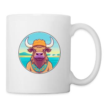 Buffalo Watercolor Cartoon Kawaii Clipart Animal - Mug - white - Right
