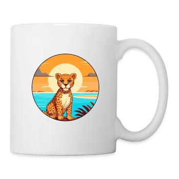 Gepard Aquarell Cartoon Kawaii Clipart Tier - Tasse - Weiß - Rechts