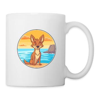 Coyote Watercolor Cartoon Kawaii Clipart Animal - Mug - white - Right