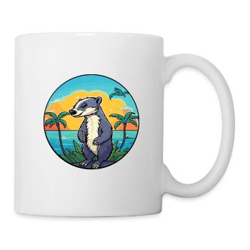 Blaireau Aquarelle Dessin Animé Kawaii Clipart Animal - Mug blanc - blanc - Droite