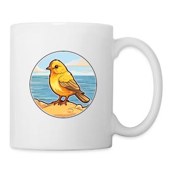 Canari oiseau aquarelle dessin animé Kawaii Clipart animal de compagnie - Mug blanc - blanc - Droite