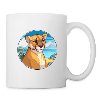 Cougar Watercolor Cartoon Kawaii Clipart Animal - Mug - white - Right