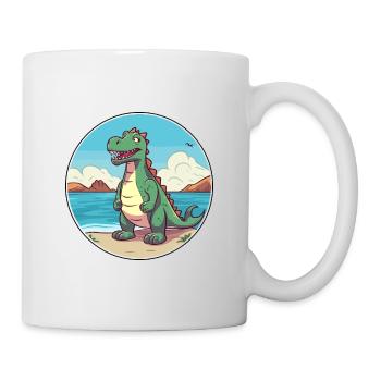Dinosaurier Aquarell Cartoon Kawaii Clipart Tier - Tasse - Weiß - Rechts