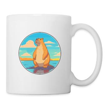 Capybara Watercolor Cartoon Kawaii Clipart Animal - Mug - white - Right