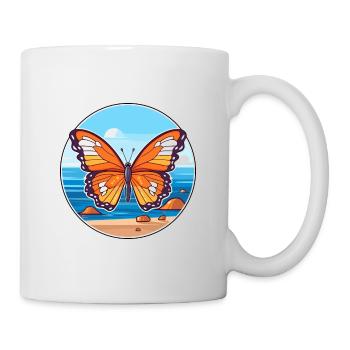 Papillon Aquarelle Dessin Animé Kawaii Clipart Animal - Mug blanc - blanc - Droite