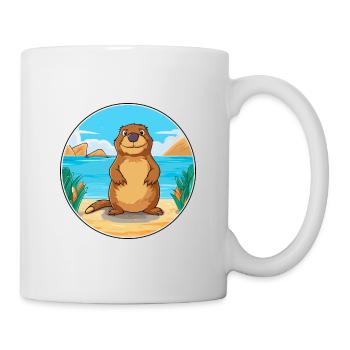 Beaver Watercolor Cartoon Kawaii Clipart Animal - Mug - white - Right