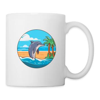 Dolphin Watercolor Cartoon Kawaii Clipart Animal - Mug - white - Right