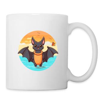 Fledermaus Aquarell Cartoon Kawaii Clipart Tier - Tasse - Weiß - Rechts
