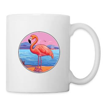 Flamant rose aquarelle dessin animé Kawaii Clipart Animal - Mug blanc - blanc - Droite