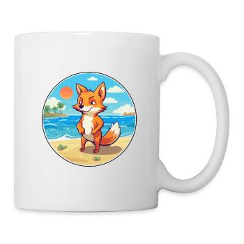 Fox Watercolor Cartoon Kawaii Clipart Animal - Mug - white - Right