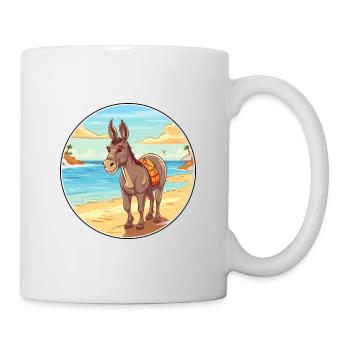 Âne aquarelle dessin animé Kawaii Clipart Animal - Mug blanc - blanc - Droite