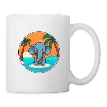 Éléphant aquarelle dessin animé Kawaii Clipart Animal - Mug blanc - blanc - Droite