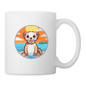 Ferret Watercolor Cartoon Kawaii Clipart Animal - Mug - white - Right