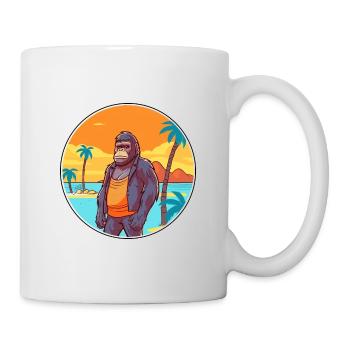 Gorilla Aquarell Cartoon Kawaii Clipart Tier - Tasse - Weiß - Rechts