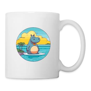 Nilpferd Aquarell Cartoon Kawaii Clipart Tier - Tasse - Weiß - Rechts